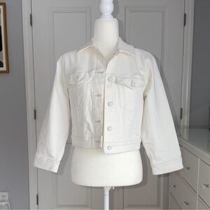7 For All Mankind White Cropped Denim Jacket